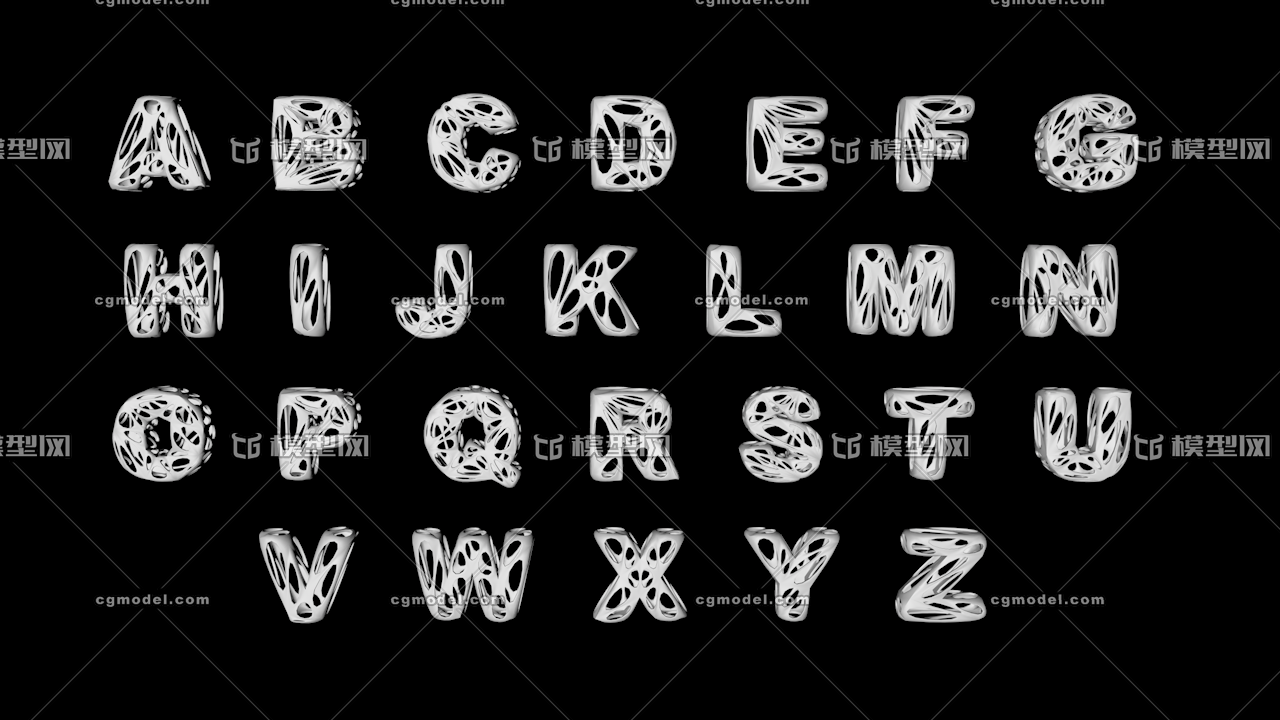 26个字母空心立体字图片