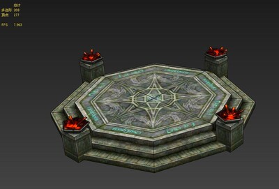 q版3转2页游场景_古建筑_祭坛_地平线作品_场景古代场景_cg模型网