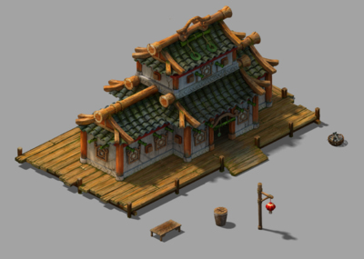 q版3转2页游场景_古建筑_古代q版房子_出云镇建筑