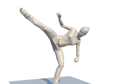 模特标准站姿3d扫描模型,4种材质,4种分辨率,三个动作跳舞,侧踢,回旋