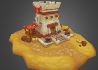 q版卡通手绘哨塔驿站