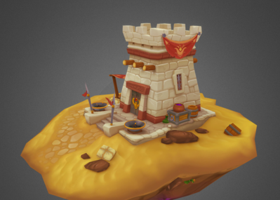 q版卡通手绘哨塔驿站