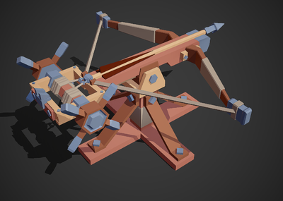 多边形 卡通 q版 可爱 lowpoly 古代 攻城弩 攻城机 战争机器 投弹器