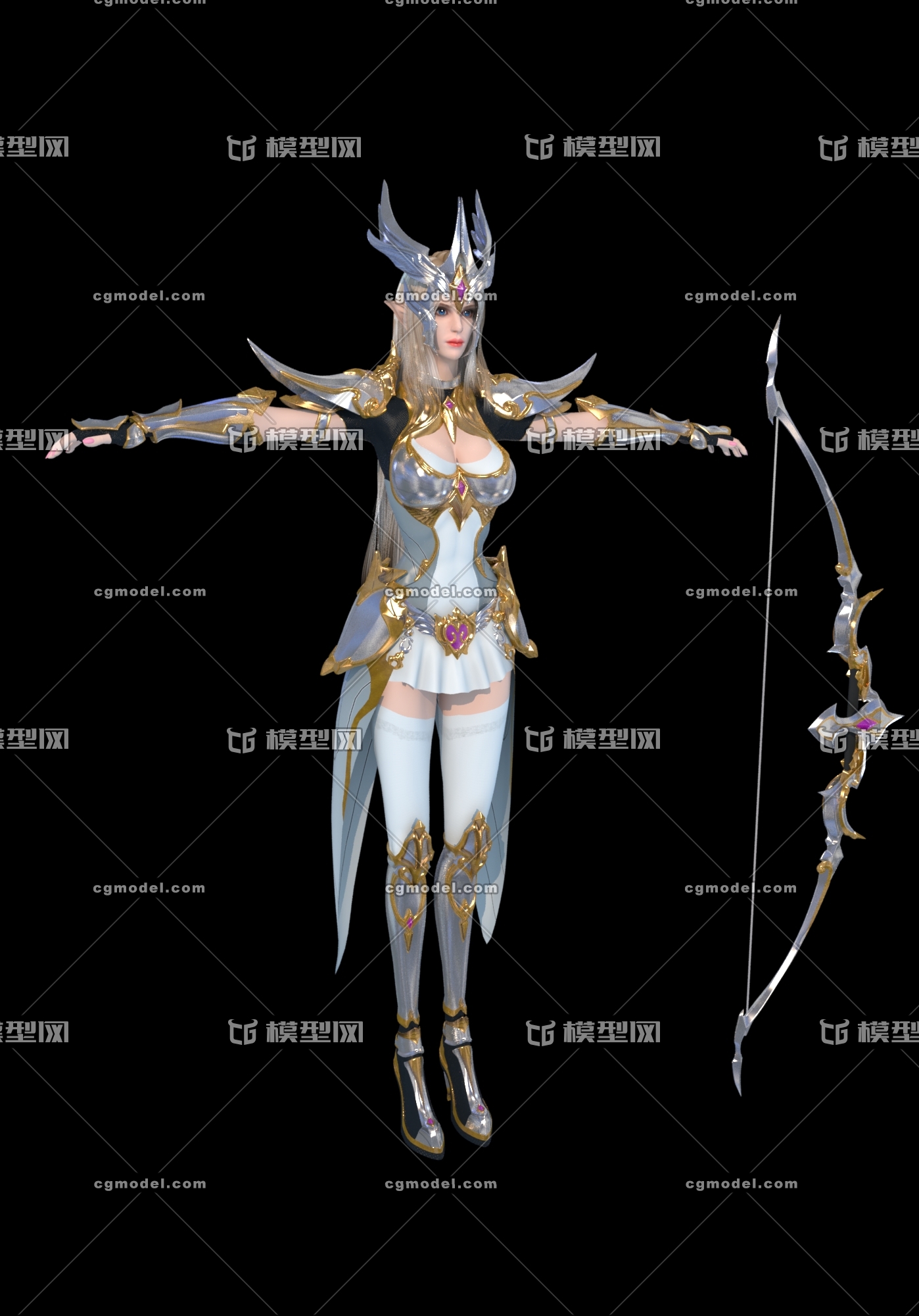 自制大天使之剑女弓箭手动画高模