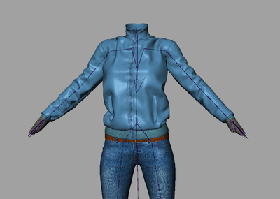 带骨骼女人衣服**牛仔褂牛仔裤运动服休闲_原创maya练习作品_生活用具