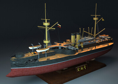 定远号 定远号战列舰 北洋水师定远舰  定远号铁甲舰 面熟精简 细节