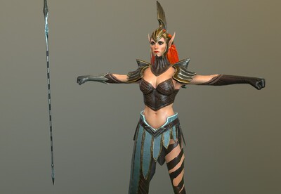 pbr 次世代 精灵女战士  女精灵  精灵卫兵 elf