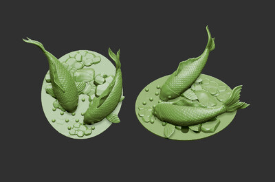 260 鲤鱼 浪花 吉祥 金鱼 鱼 发财_孙鹏cg作品_动物鱼类_cg模型网