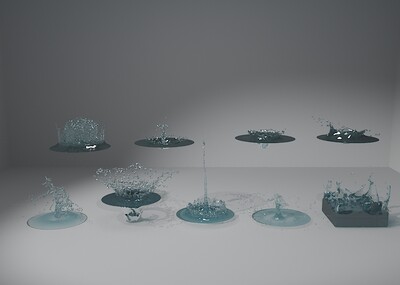 液体 水 流体 喷泉 溅起的水花 水滴 静态模型 第五辑 含9个模型 max