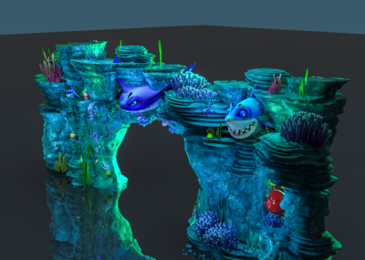 c4d场景模型 海洋 海底世界 鱼类 海洋馆 萌宠馆 雨林馆水上儿童乐园