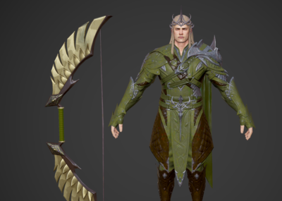 次世代 pbr 中世纪 精灵王子 精灵族 弓箭手 射手 随从 精灵 游侠