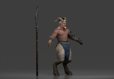 次世代羊角怪【带法线】 人羊兽 古希腊神话 萨提洛斯 半人羊 半人半