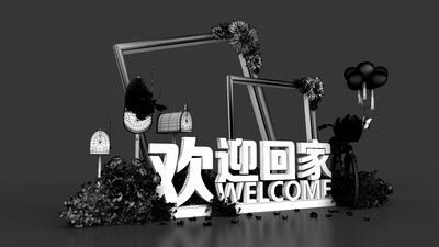 欢迎回家 交房接房 美陈 dp点 花艺美陈 画框美陈 花艺留影dp点