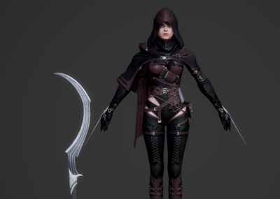次世代 pbr 女刺客 女杀手 超杀女 暗影 游侠 盗贼 皮衣 紧身衣 护卫