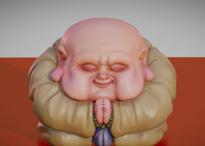 高精度卡通写实坐佛笑弥勒胖和尚