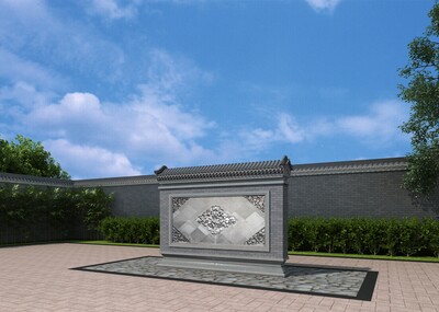 迎壁墙 迎壁墙模型 影壁墙模型 四命院 中式建筑 中式入口 中式照壁
