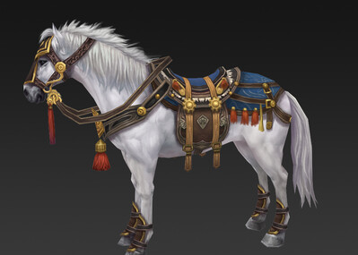 白马,马坐骑,低模,写实类型,手绘贴图,动物类