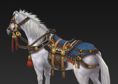 白马,马坐骑,低模,写实类型,手绘贴图,动物类