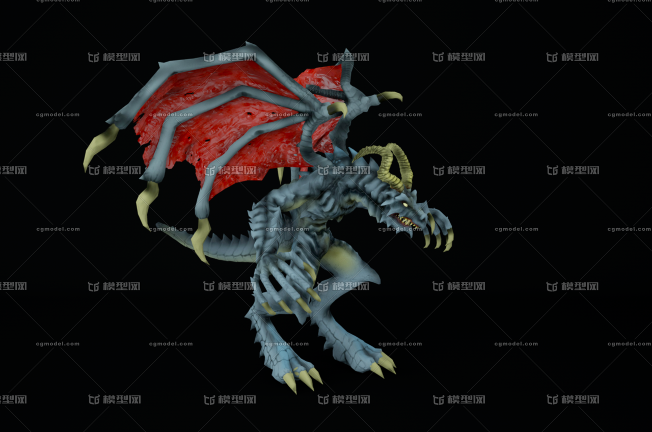 魔龙 绑定 手绘 怪物模型 pbr 次世代 游戏怪物模型 翅膀