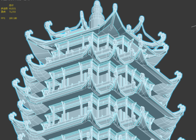 黄鹤楼 标准历史模型 游戏虚拟现实ue4 u3d 古建筑 古建阁楼 寺庙