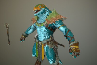 18个动画 蜥蜴怪2 次世代 pbr 蜥蜴战士 lizard  变异蜥蜴