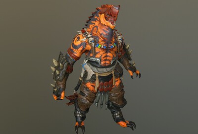 18个动画 火蜥蜴怪 次世代 pbr  变异蜥蜴战士  蜥蜴怪物