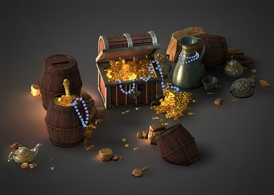 宝箱,金币,宝藏,金子,古董, 金银财宝_qq123qq作品_场景场景部件_cg