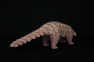 折纸风 低面 卡通 lowpoly穿山甲 穿山甲模型 骨骼
