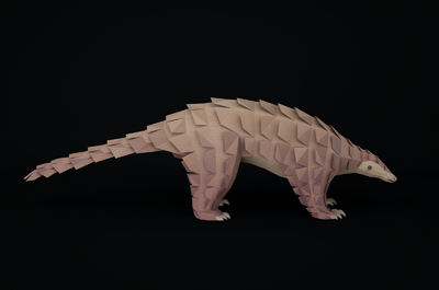 折纸风 低面 卡通 lowpoly穿山甲 穿山甲模型 骨骼