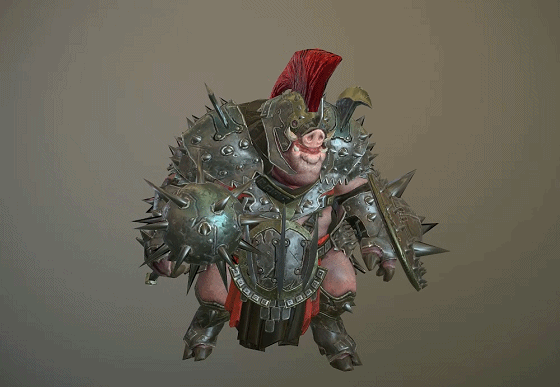 pbr 猪妖战士 带动画 盔甲猪妖 次世代 野猪怪