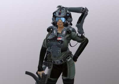 次世代 pbr材质 高科技 科幻女 科幻工程师 机械手臂角色
