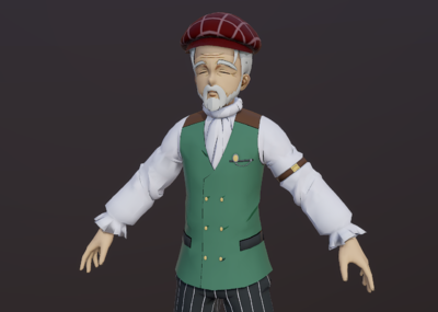 日风二次元 手绘 卡通 老头 老人 家丁 管家 富人 园丁 家仆 佣人