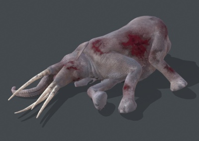 pbr次时代材质死亡动物,死亡的大象3d模型