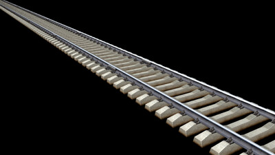铁路轨道 铁轨 火车道 高铁轨 带材质贴图 铁路 保存有maya obj fbx