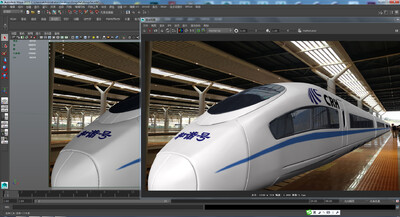 写实动车 火车 铁轨 高铁 铁轨 复兴号_董玉方作品_车辆火车/轨道车