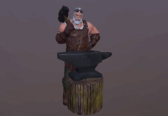 带动画 写实打铁匠次世代 铁匠铺 西方 老铁匠 blacksmith