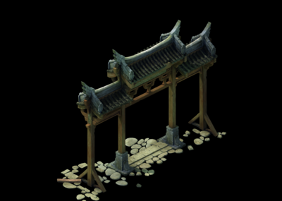 牌楼,石坊,门楼,院门,辕门,山门,庙门,石门,三渲二高模场景,写实游戏