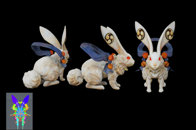 玉兔  仁王2 游戏角色 npc pbr 日式 和风 可爱 q版 兔子 妖怪 兔妖