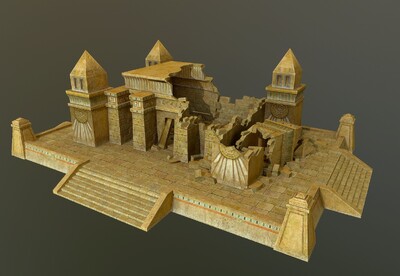 次世代 简模 古埃及神庙  神殿  庙宇  法老建筑
