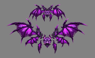恶魔翅膀(张开/闭合形态)恶魔之翼 骨翼 大魔王 羽翼 鬼脸 鬼面具