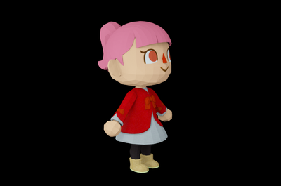 lowpoly女孩 9个表情 卡通 低面_zedsf作品_人物孩子-女_cg模型网