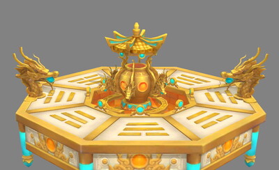 炼丹炉 老生不老丹药 黄金龙头 金龙雕像_hippo_hlh作品_场景场景部件