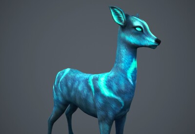 精灵鹿  神鹿  次世代 2k贴图  暗夜精灵鹿   moon deer