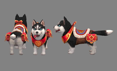 小狗坐骑 哈士奇 雪橇犬 宠物狗 小黑狗 小花狗