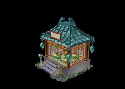 小亭子古代小亭卡通日式建筑