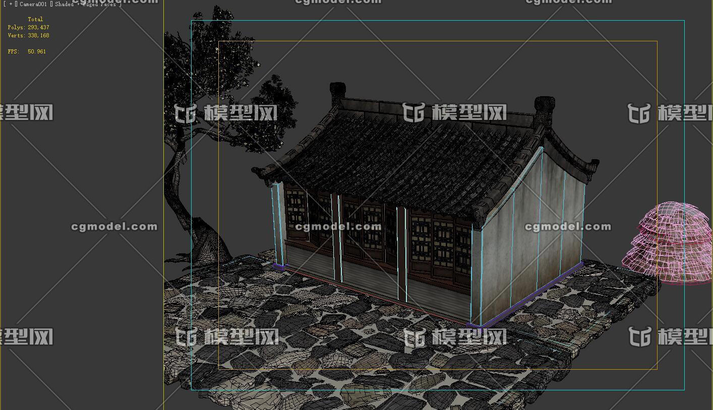 古代民居 民房 瓦房 石头地面 古树 草垛 草堆