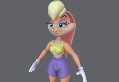 自制高模罗拉兔 lola bunny 纯四边面 卡通角色 卡通兔子