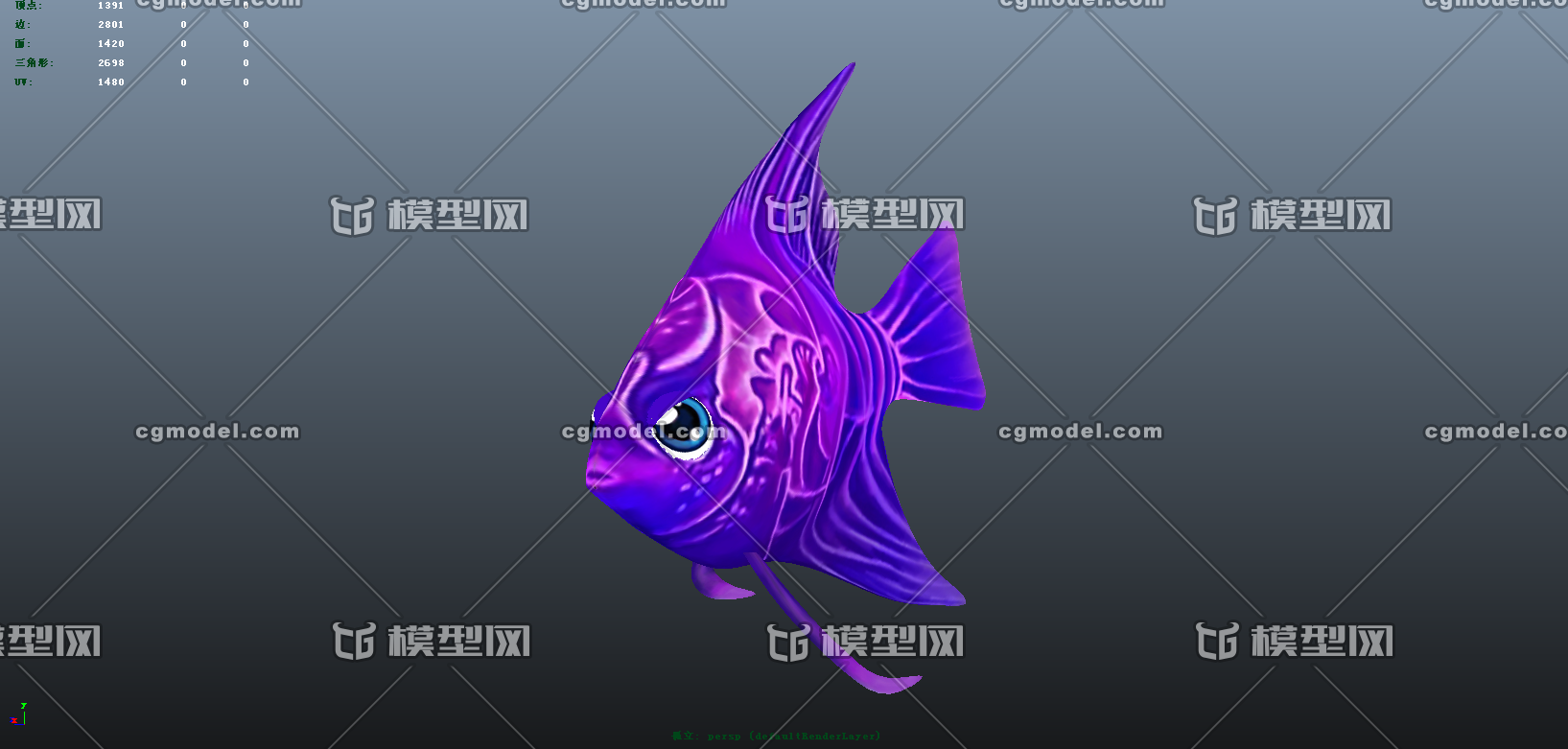 神仙魚 精靈魚 卡通魚 手機遊戲魚模型 unity3d魚模型 街機遊戲魚模型