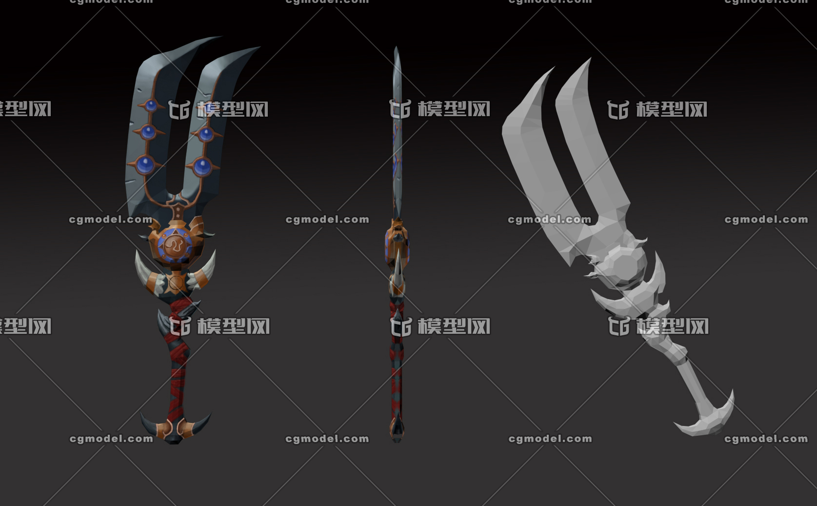双刃刀武器_ACHIEVER作品_武器冷兵器武器冷兵器_cg模型网
