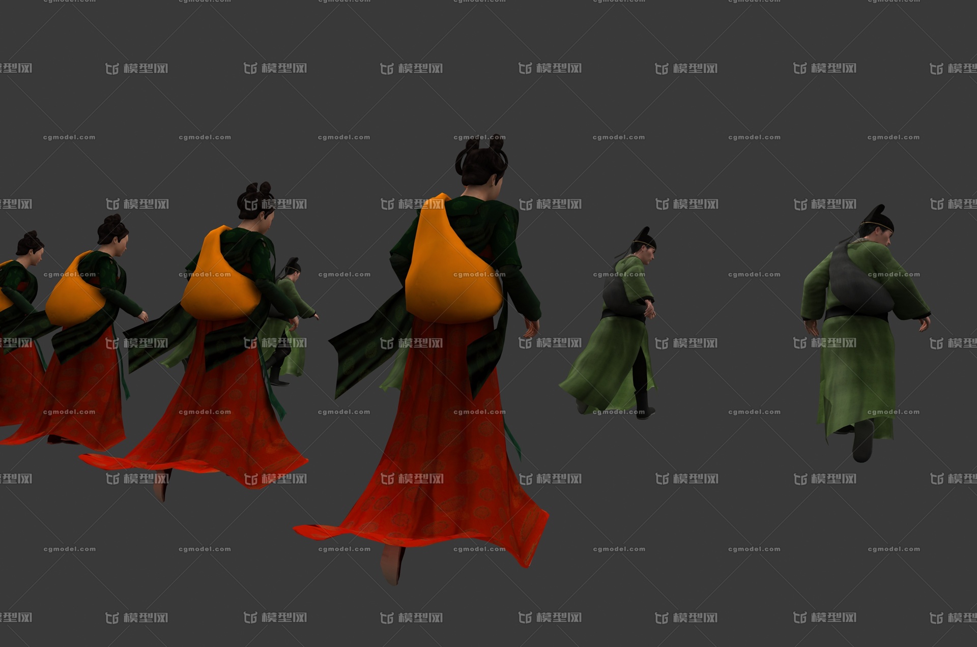 rw007古代宫女太监跑步逃跑落难,可以调节在哪帧有动画